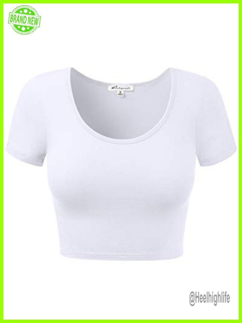 Cotton Scoop Neck Crop Top Short Sleeve Casual Basic Tee